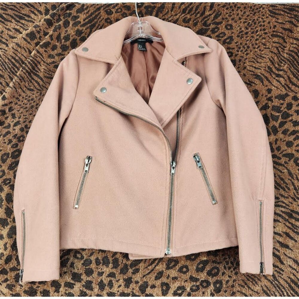 Forever 21 Pink Full Zip Jacket Size Small  Preppy Minimalist Retro Colquette